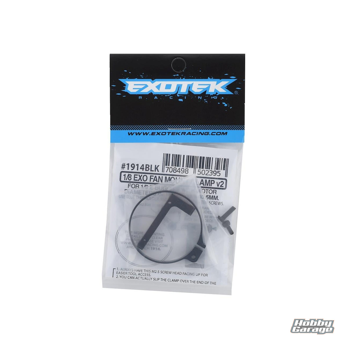 Exotek 1/8 V2 E-Buggy Clamp On Fan Mount (Black) EXO1914BLK
