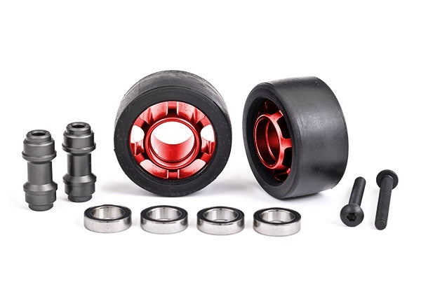 Traxxas Red Aluminum Wheelie Bar Wheels w/ Hardware (2) TRA7775R