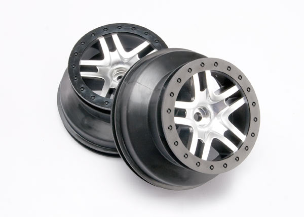 Traxxas SCT Satin Chrome & Black Split-spoke Wheels (2) TRA5876