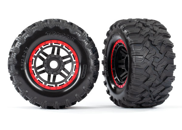 Traxxas Maxx 2.8" Black & Red Wheels & Maxx MT Tires (2) TRA8972R