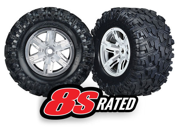 Traxxas X-maxx Chrome Wheels w/ Maxx At Tires (2) TRA7772R