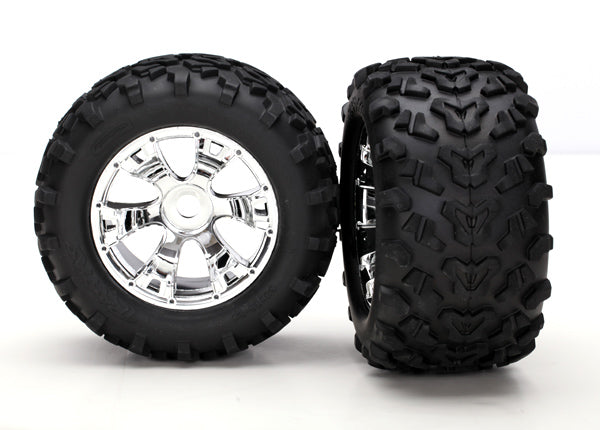 Traxxas Geode 3.8" Chrome Wheels & Maxx Tires (2) TRA5674