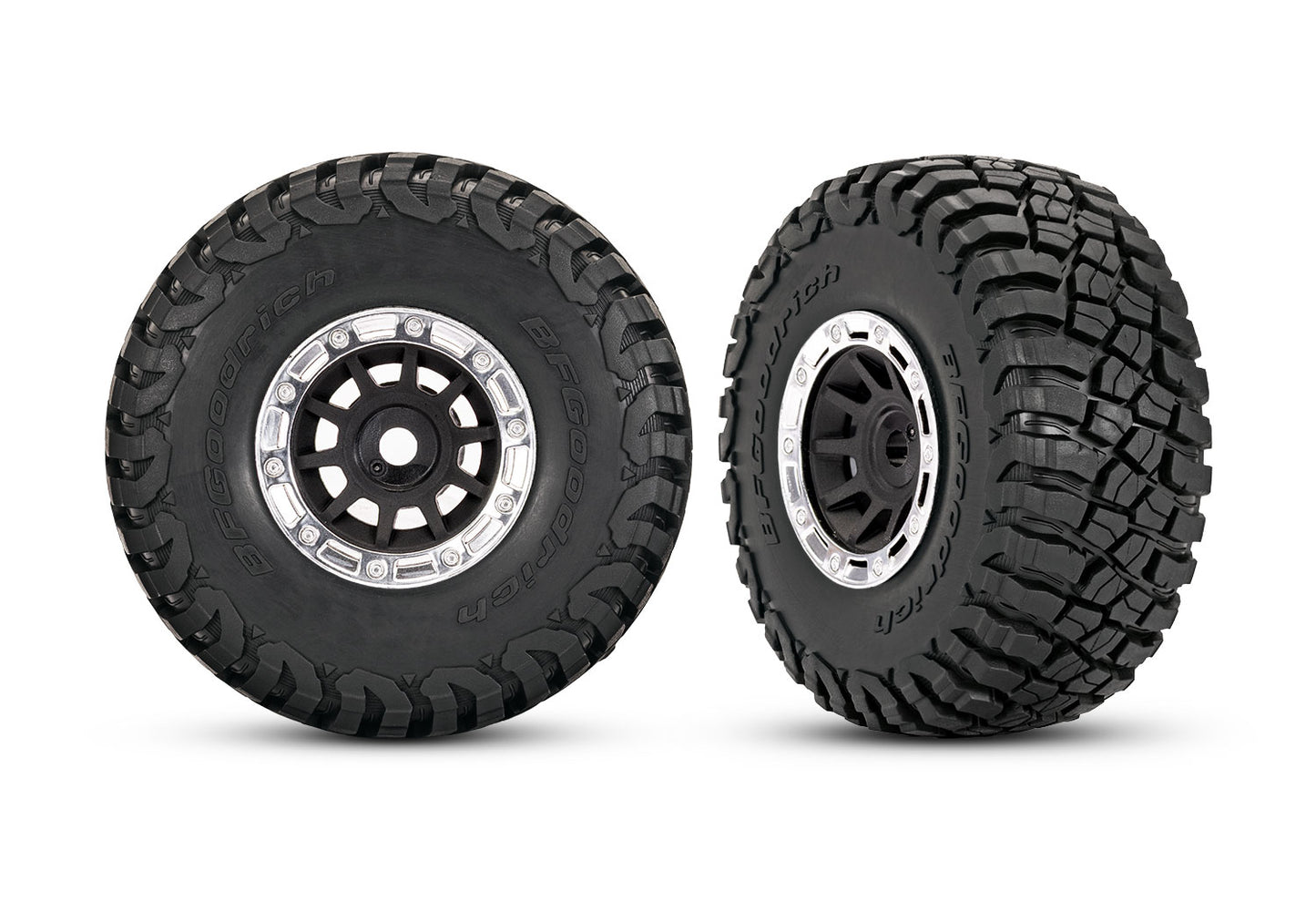 Traxxas 1.4" Black & Chrome Wheels w/ Bfg Mud-terrain Tires (2) TRA10870-STBLK