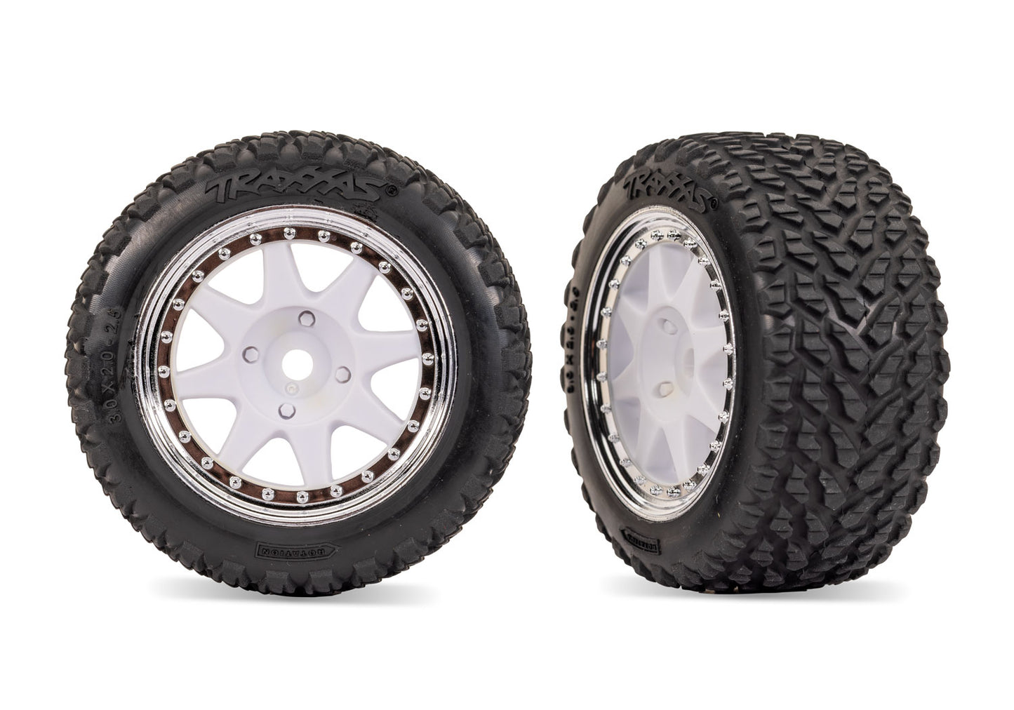 Traxxas White & Chrome Front Mini Rally Wheels W/hard Tires (2) TRA10872-WHTC