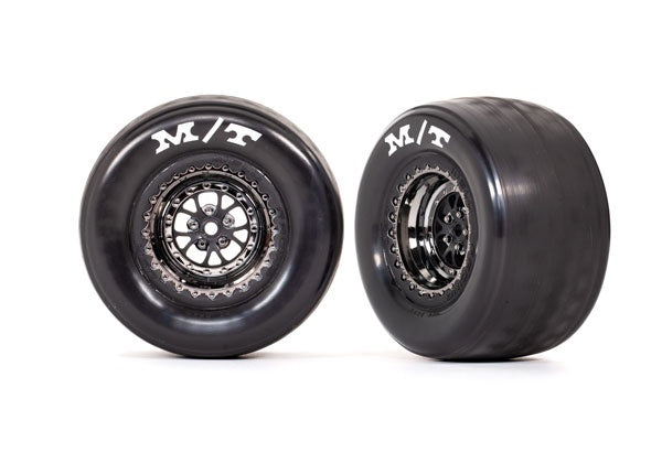 Traxxas Weld Black Chrome Rear Wheels & MT Tires (2) TRA9475X