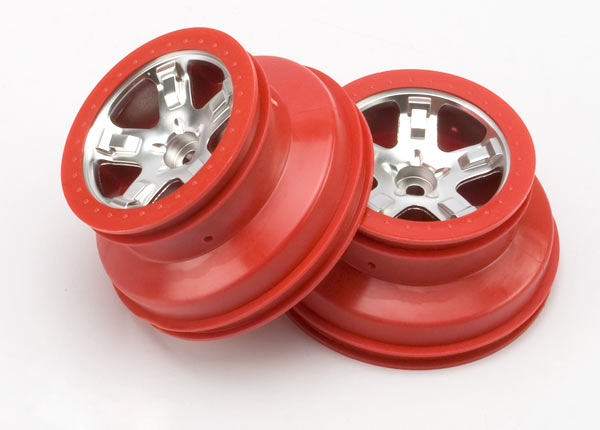 Traxxas SCT Satin Chrome & Red Wheels (2) TRA5874A