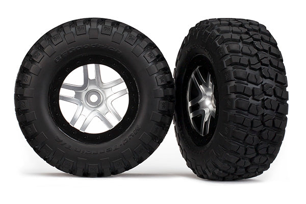 Traxxas SCT Satin Chrome & Black Wheels & Bfg Tires (2) TRA5877