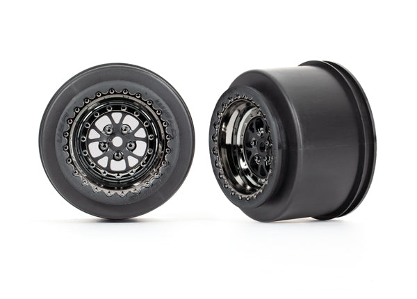 Traxxas Weld Black Chrome Rear Wheels (2) TRA9473X