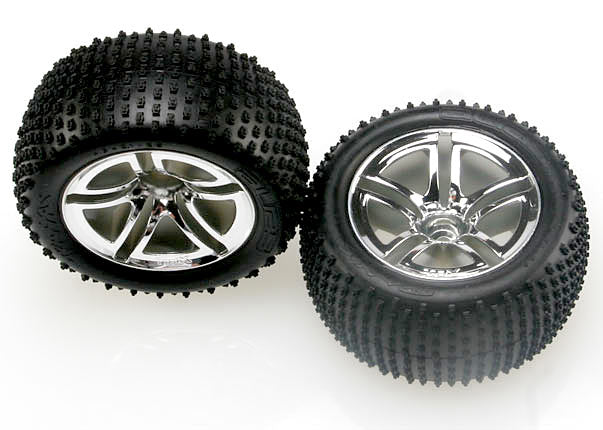 Traxxas Twin-spoke 2.8" Chrome Wheels & Alias Tires (2) TRA5572R