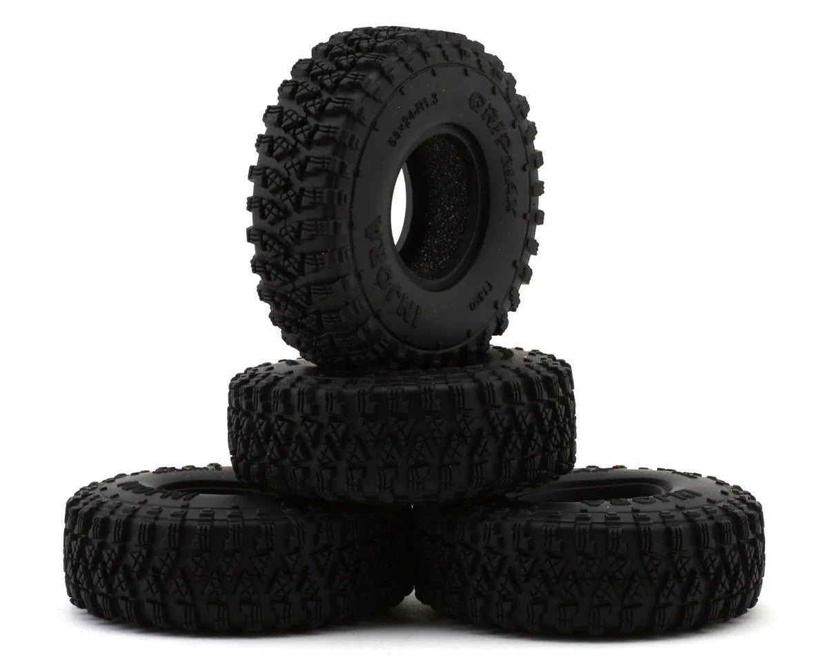 Injora 1.3" Gripmax Micro Rock Crawler Tires (4) (68mm OD) (S4) w/Foam Inserts AX-T1350