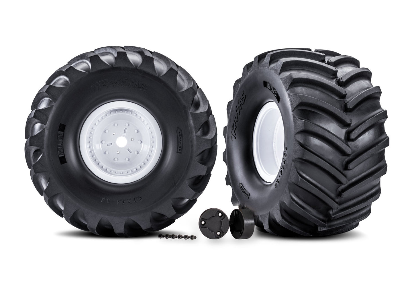 Traxxas White X-monster Wheels w/ Terra Groove Tires (2) TRA7689