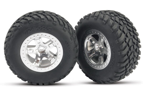 Traxxas SCT Satin Chrome Wheels & Off-road Tires (2) TRA5875