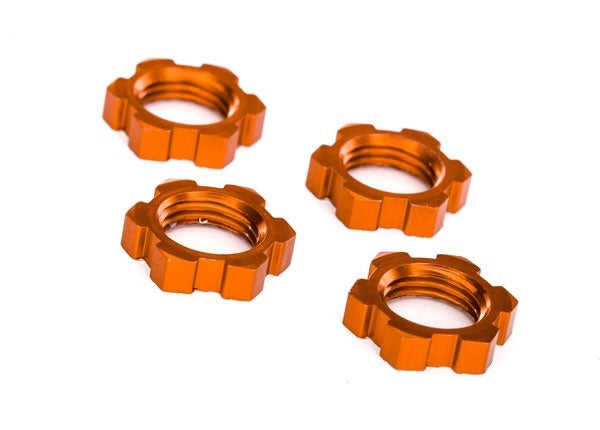 Traxxas Serrated 17mm Orange Aluminum Splined Wheel Nuts (4) TRA7758T