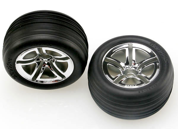 Traxxas Twin-spoke 2.8" Chrome Wheels & Alias Tires (2) TRA5574R