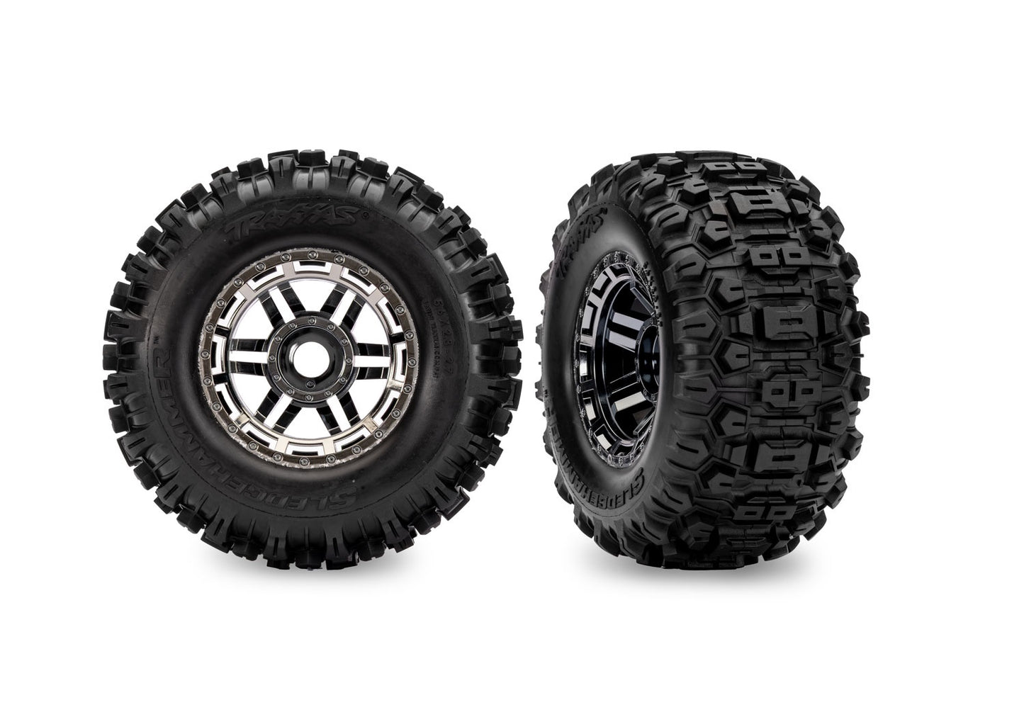 Traxxas Maxx 2.8" Black Chrome Wheels & Sledgehammer Tires (2) TRA8972-BLKCR