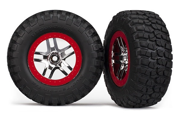 Traxxas SCT Chrome & Red Wheels & S1-compound Bfg Tires (2) TRA5877R