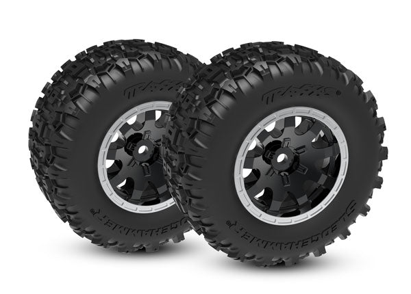 Traxxas Black & Satin Front Wheels w/ Sledgehammer Tires (2) TRA10771-STBLK