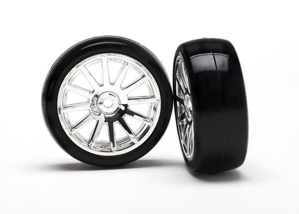 Traxxas Chrome 12-spoke Wheels w/ Slick Tires (2) TRA7573