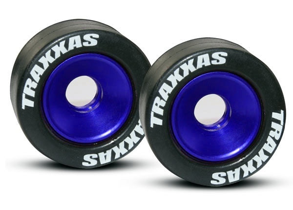Traxxas Blue Aluminum Wheelie Bar Wheels & Hardware (2) TRA5186A
