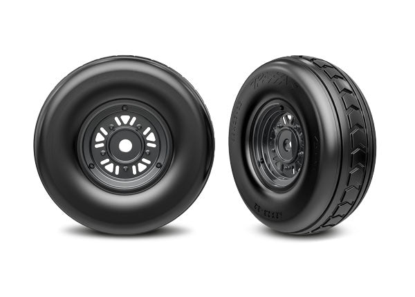 Traxxas 3.2" Funco Black Chrome Front Wheels & Arrow Tires (2) TRA10972-BLKC