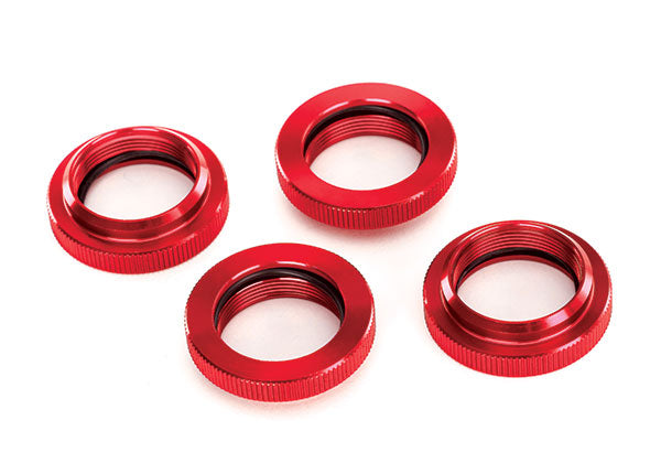 Traxxas Red Aluminum Gtx Shock Spring Retainers (4) TRA7767R