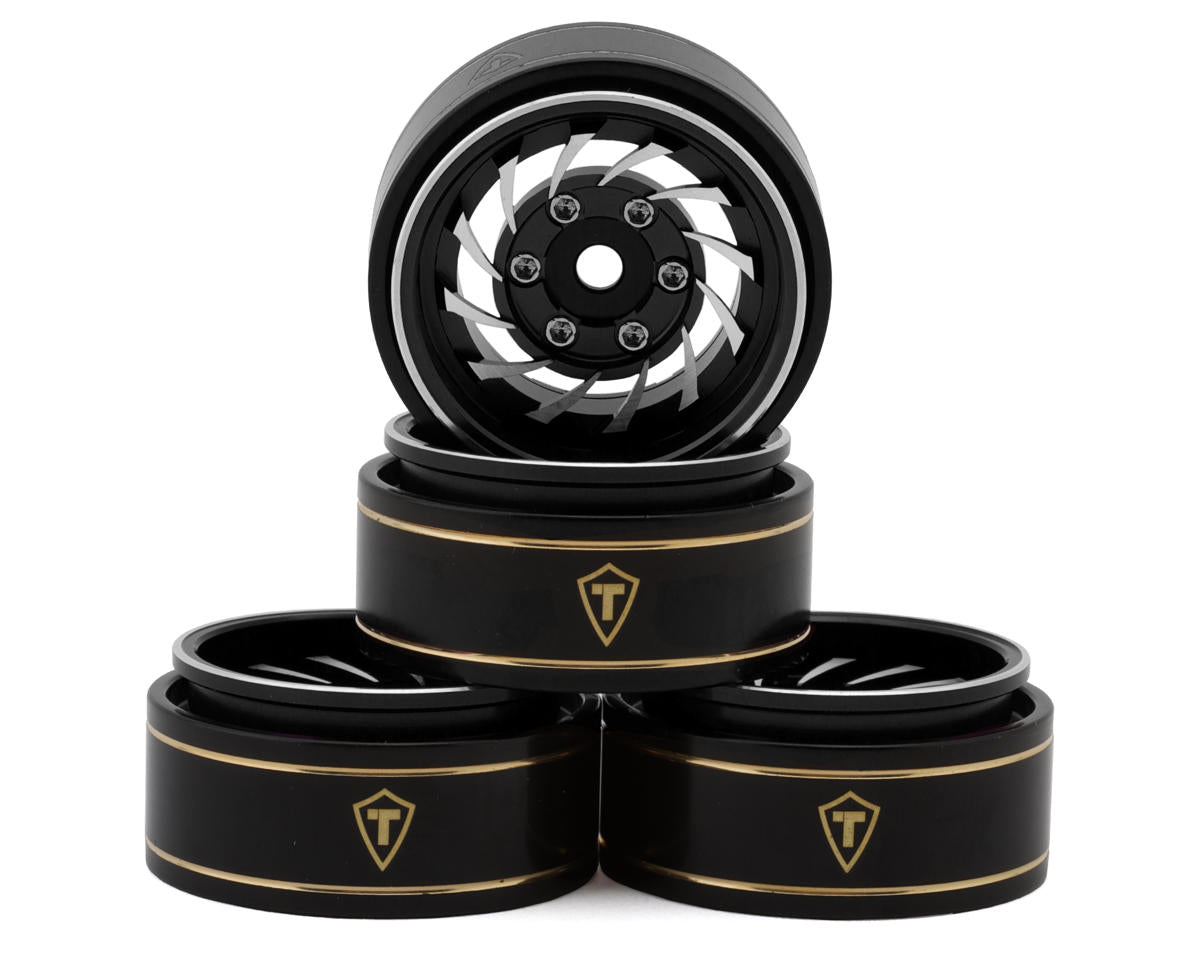 Treal Hobby Type L 1.0" Aluminum Cyclone Beadlock Wheels (Silver) (4) TLHTSCX24-266