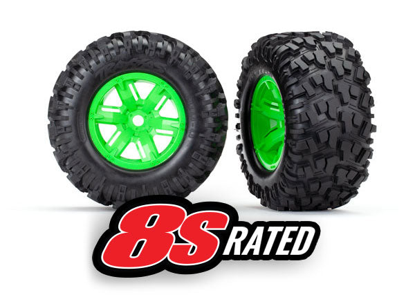 Traxxas X-maxx Green Wheels w/ Maxx At Tires (2) TRA7772G