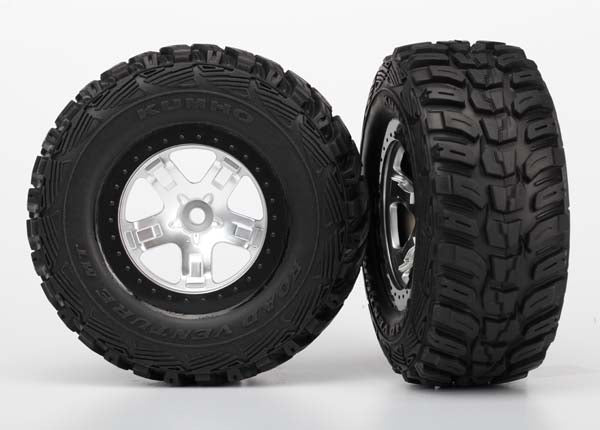 Traxxas SCT Satin Chrome & Black Wheels & Kumho Tires (2) TRA5880