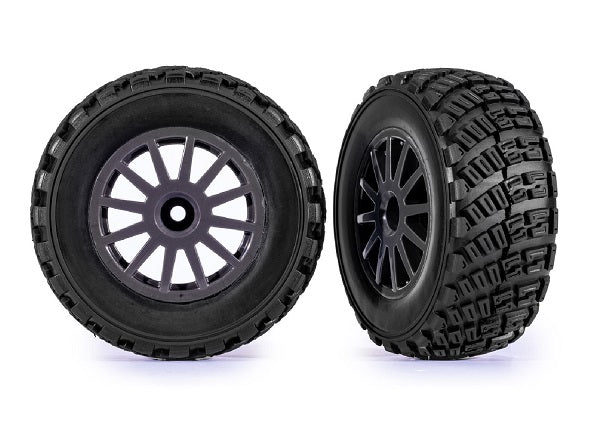 Traxxas Gray 12-spoke Rally Wheels w/ Rally Tires (2) TRA7473-GRAY