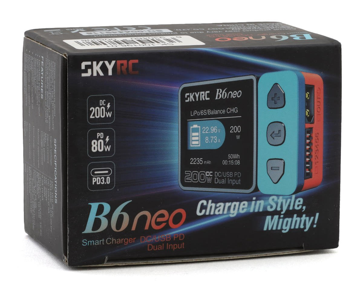 Skyrc B6neo Lipo/lihv/life DC Battery Charger (6S/10A/200W) (Red/blue) SKY-100198-01