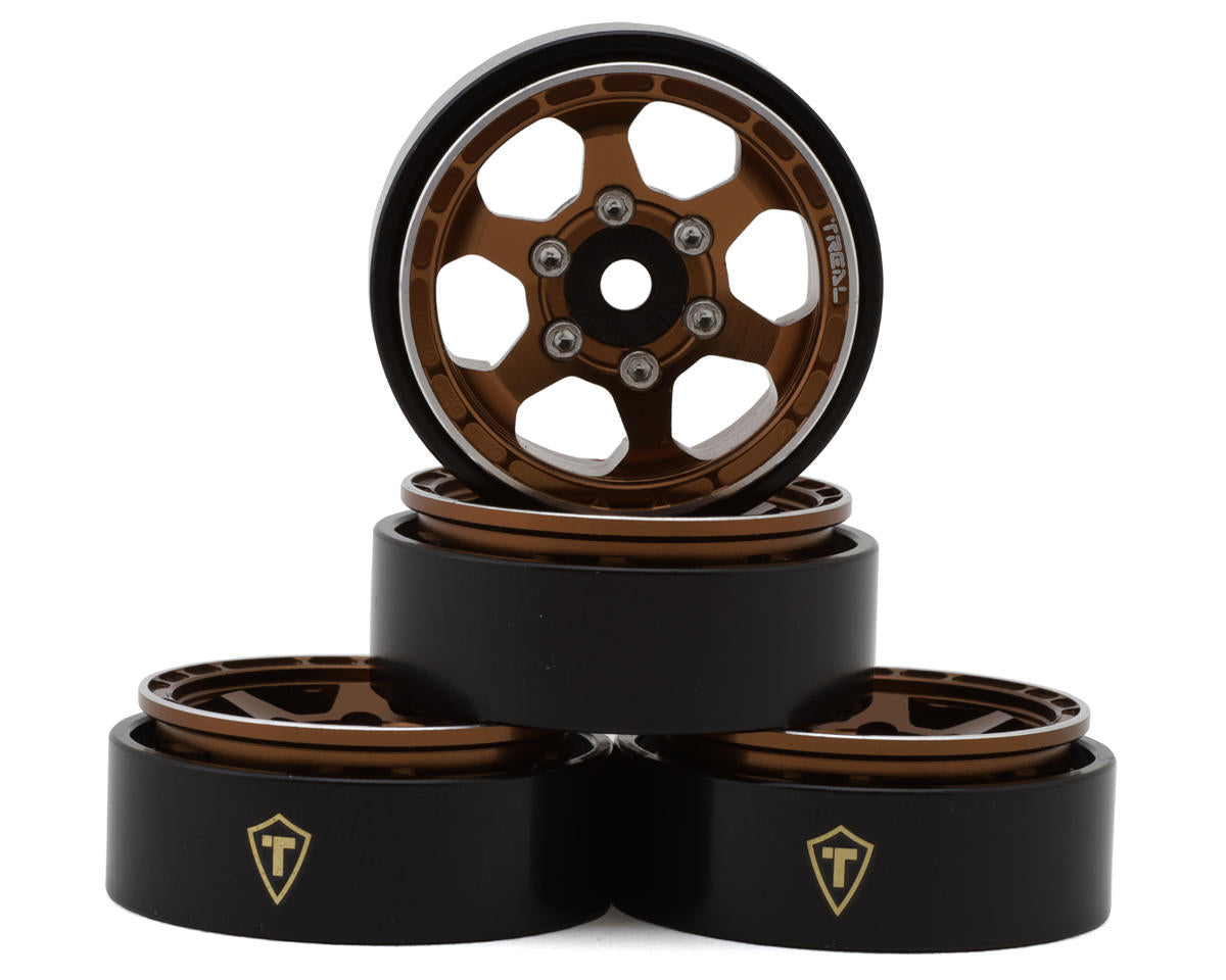 Treal Hobby Type D 1.0" Concave 6-spok Beadlock Wheels (Bronze) (4) TLHTSCX24-150