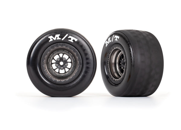 Traxxas Weld Satin Black Chrome Rear Wheels & MT Tires (2) TRA9475A