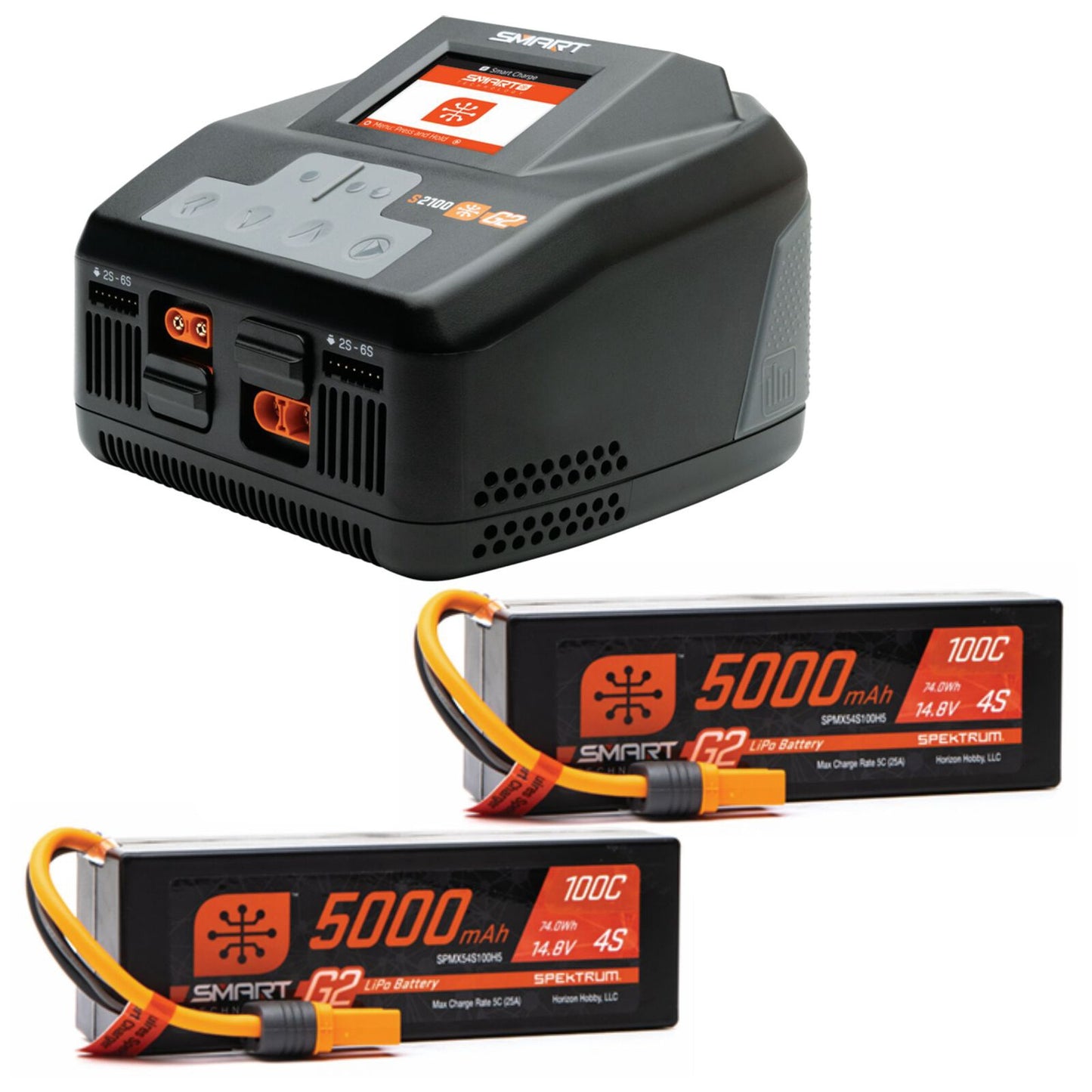 Spektrum Smart Powerstage 8S Surface Bundle: (2) G2 5000mah 4S Lipo IC5 & S2100 SPMXPSS850