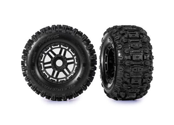 Traxxas Maxx 2.8" Black Wheels & Belted Sledgehammer Tires (2) TRA8979