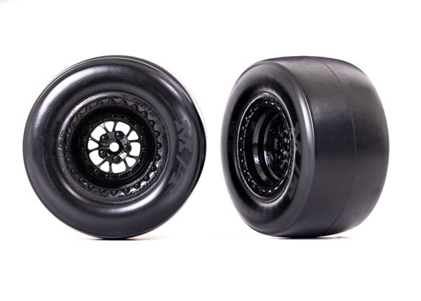 Traxxas Weld Gloss Black Rear Wheels & Smoke MT Tires (2) TRA9477