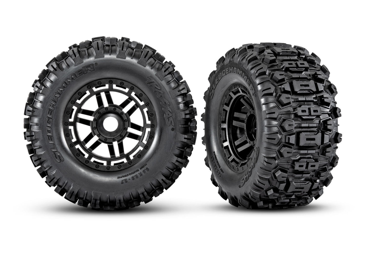 Traxxas Maxx 2.8" Black Wheels & Sledgehammer Tires (2) TRA8973