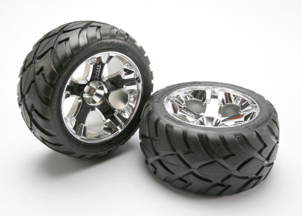 Traxxas All-star 2.8" Chrome Wheels & Anaconda Tires (2) TRA5576R