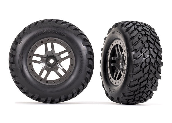 Traxxas Gray Split-spoke Wheels w/ SCT Tires (2) TRA6964
