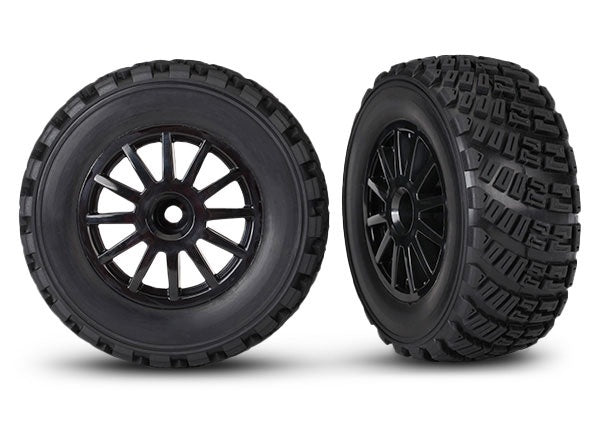 Traxxas Black 12-spoke Rally Wheels w/ Rally Tires (2) TRA7473T