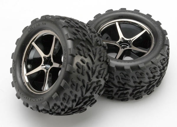 Traxxas Gemini 2.2" Black Chrome Wheels w/ Talon Tires (2) TRA7174A