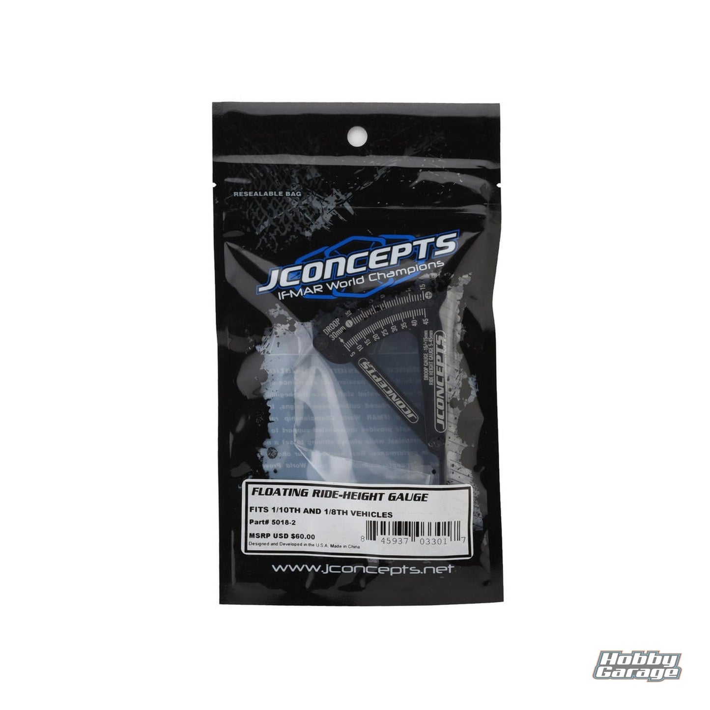 JConcepts 1/10 & 1/8 Off-Road Floating Ride-Height & Droop Gauge (Black) JCO5018-2