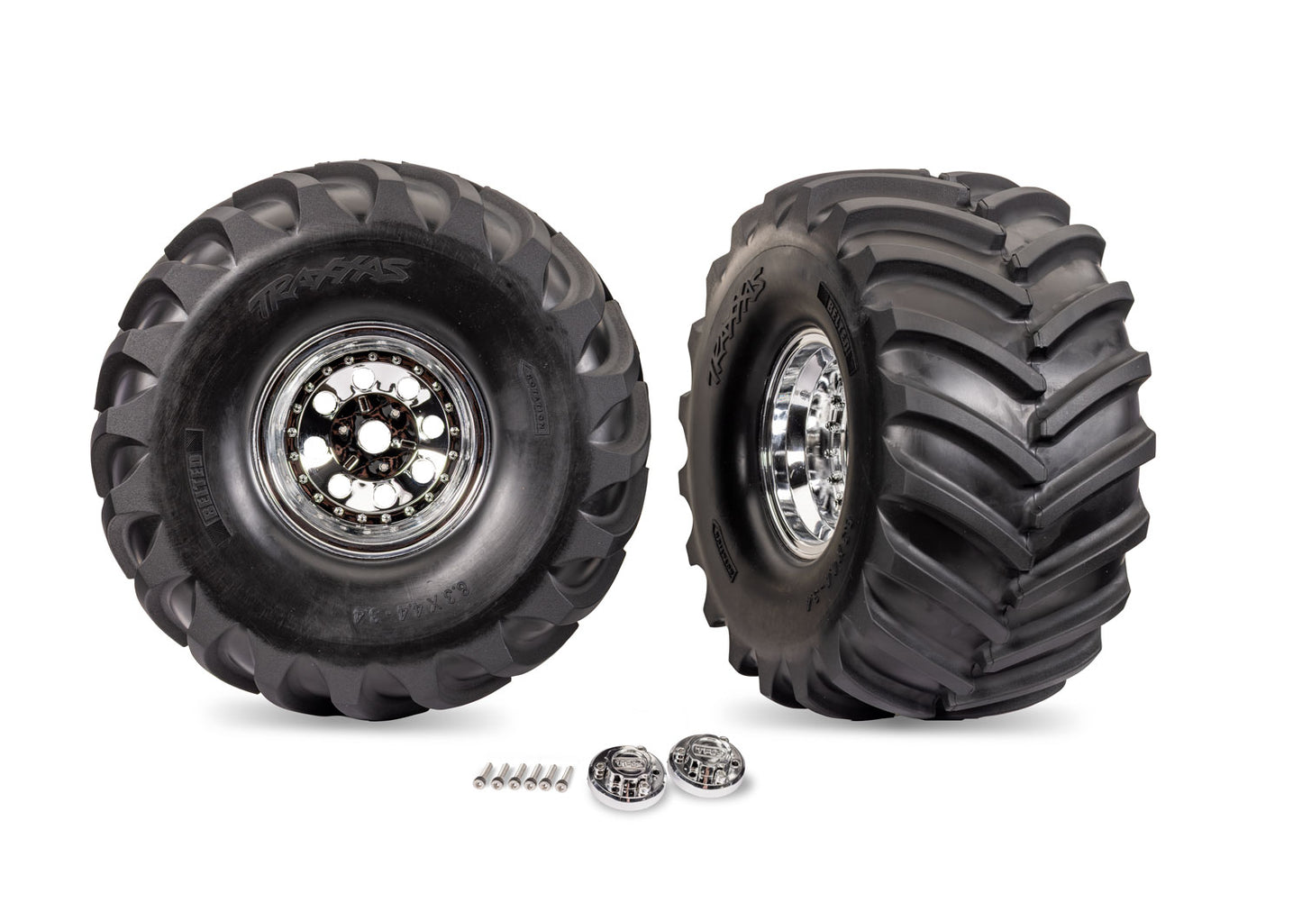 Traxxas Chrome X-monster Wheels w/ Terra Groove Tires (2) TRA7696