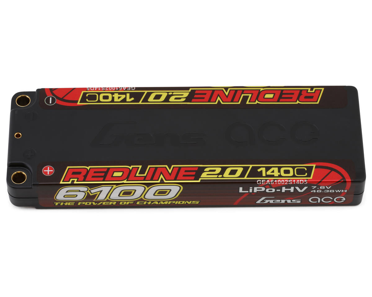 Gens Ace Redline 2.0 2S Lcg Lihv Battery 140C (7.6v/6100mah) W/5mm GEA61002S14D5