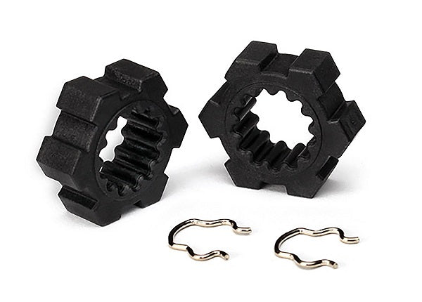 Traxxas 24mm Splined Hex Wheel Hubs w/ Clips (2) TRA7756-BLK