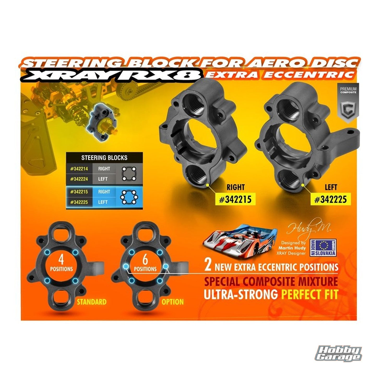 XRAY Extra Eccentric Steering Block For Aero Disc - Left XRA342225