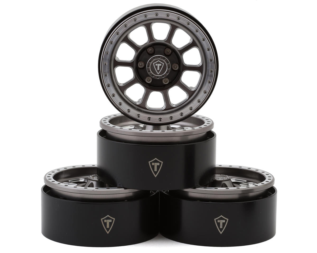 Treal Hobby Type V2 1.9" 10-spoke Beadlock Wheels (Titanium/silver) (4) TLHTWHEELS-07