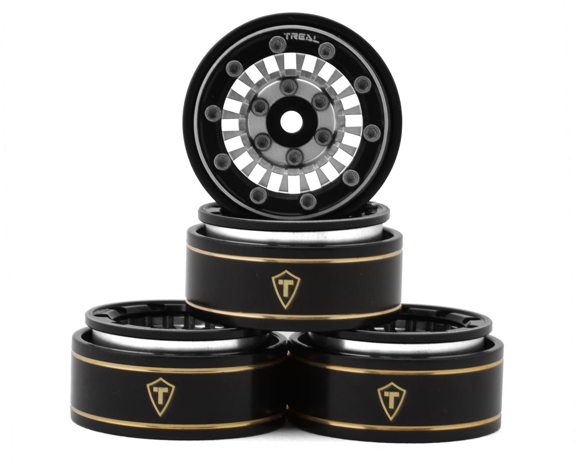 Treal Hobby Type C 1.0" Brass Beadlock Crawler Wheels (Silver) (4) TLHTSCX24-147