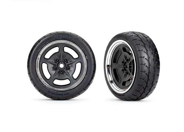 Traxxas 2.1" Black & Chrome Front Wheels & Response Tires (2) TRA9372