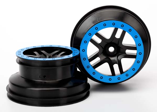 Traxxas Split-spoke Black & Blue Wheels (2) TRA5884A