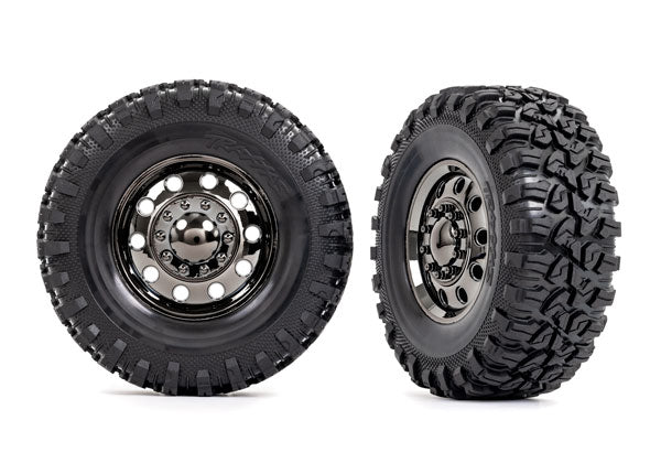 Traxxas 2.2" Black Chrome Front Wheels & Canyon Rt Tires (2) TRA8854
